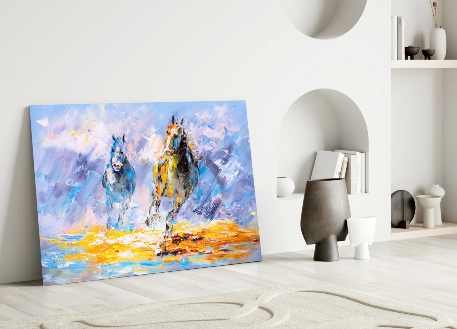 Impressionist Racing Horses Glass Wall Art - Image 3