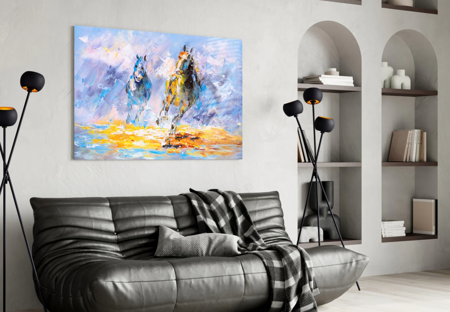Impressionist Racing Horses Glass Wall Art - Image 4
