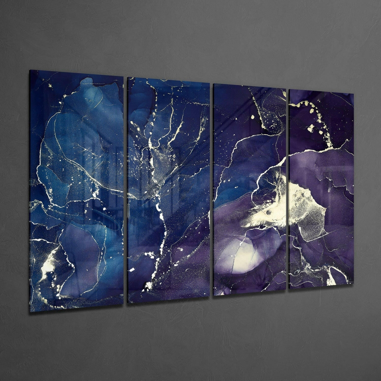 Indigo Navy Gold Marble Glass Wall Art - Image 2