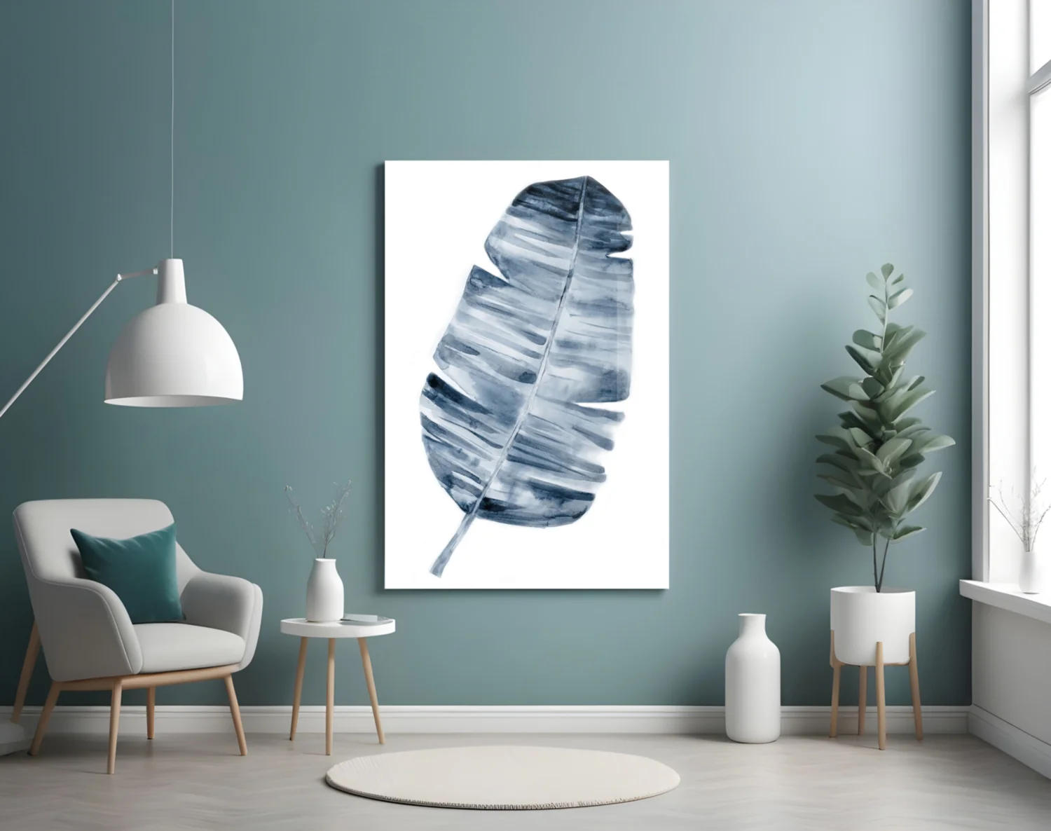 Indigo Watercolor Banana Leaf Glass Wall Art - Image 4