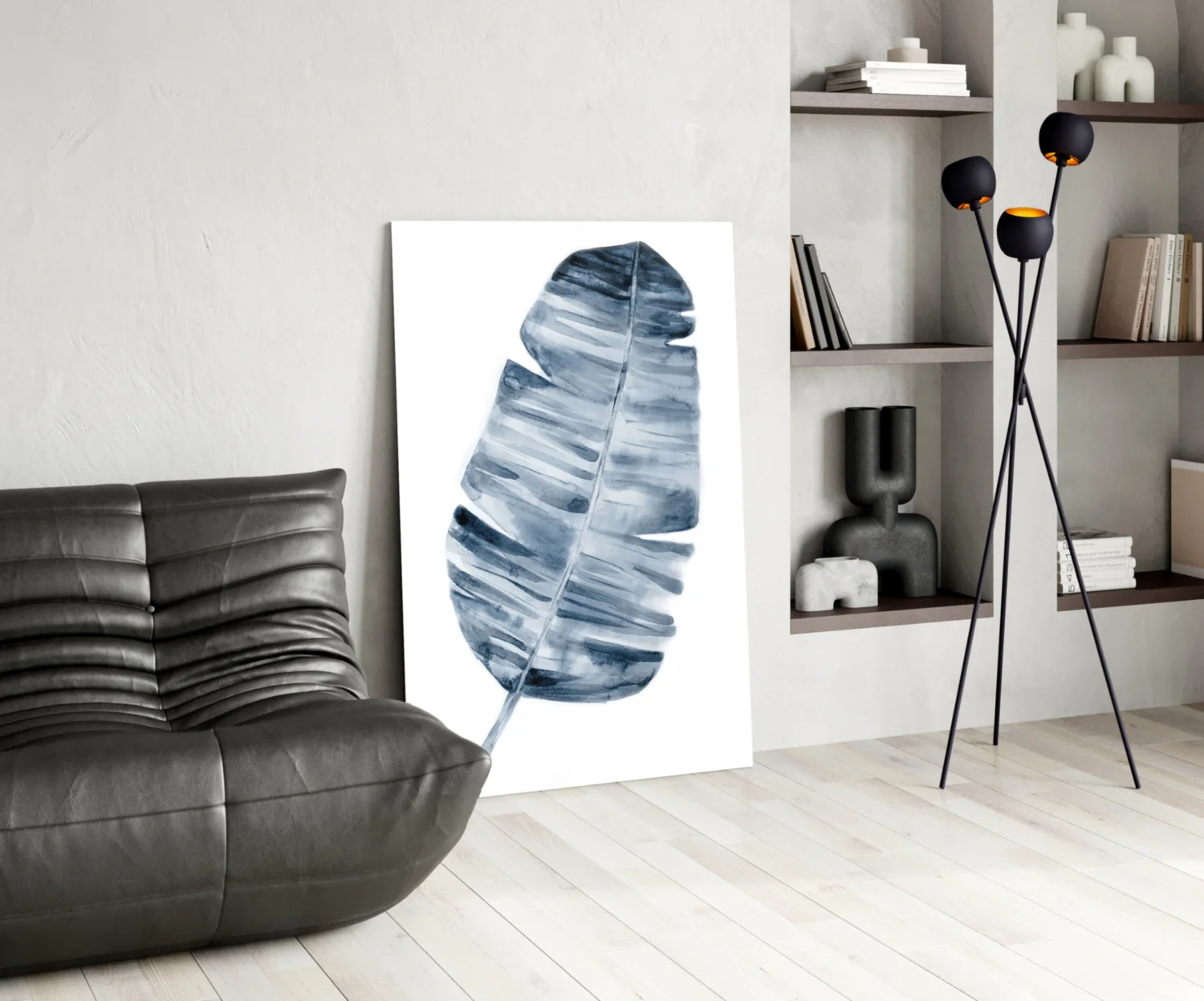 Indigo Watercolor Banana Leaf Glass Wall Art - Image 5