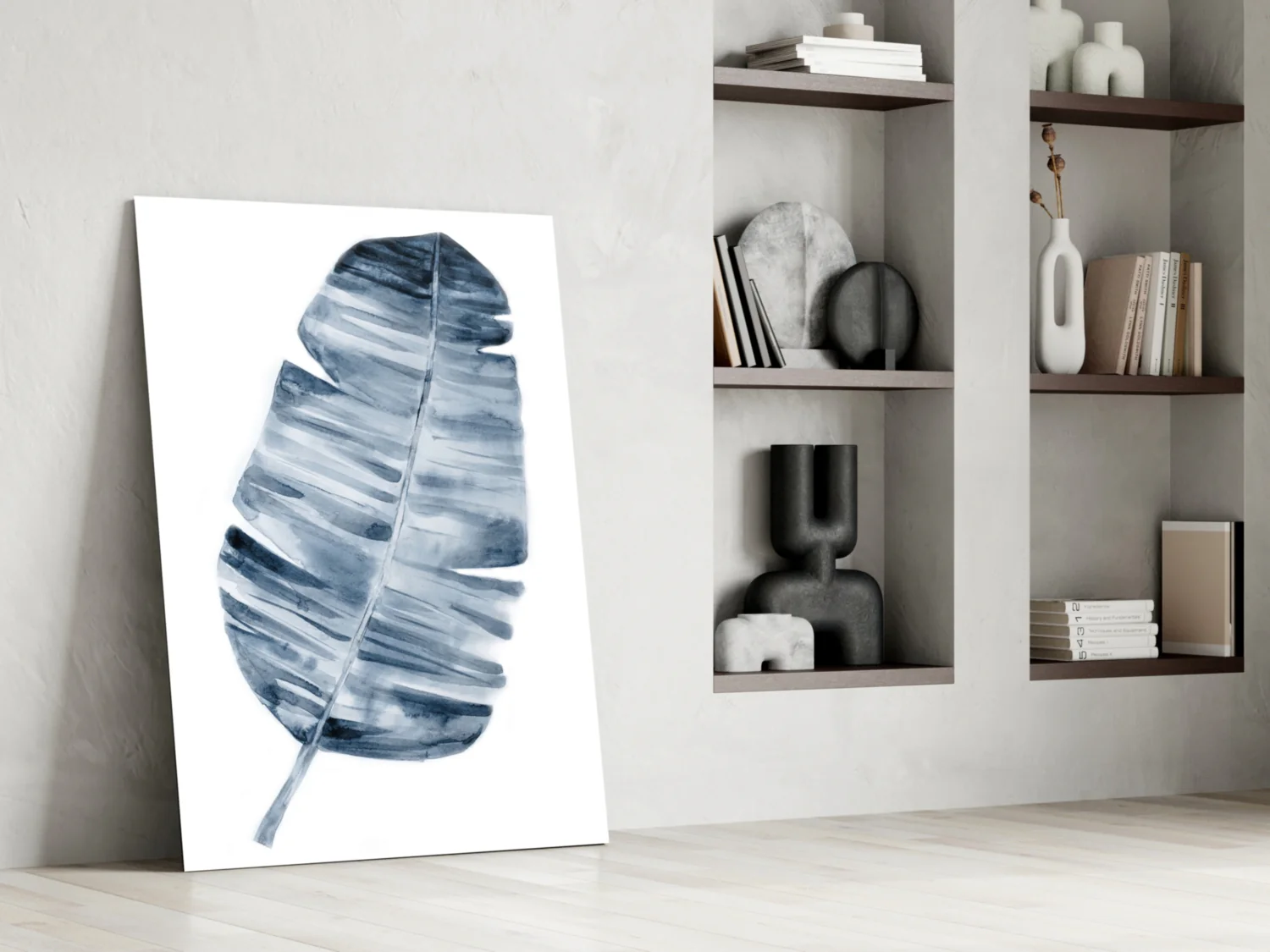 Indigo Watercolor Banana Leaf Glass Wall Art - Image 6