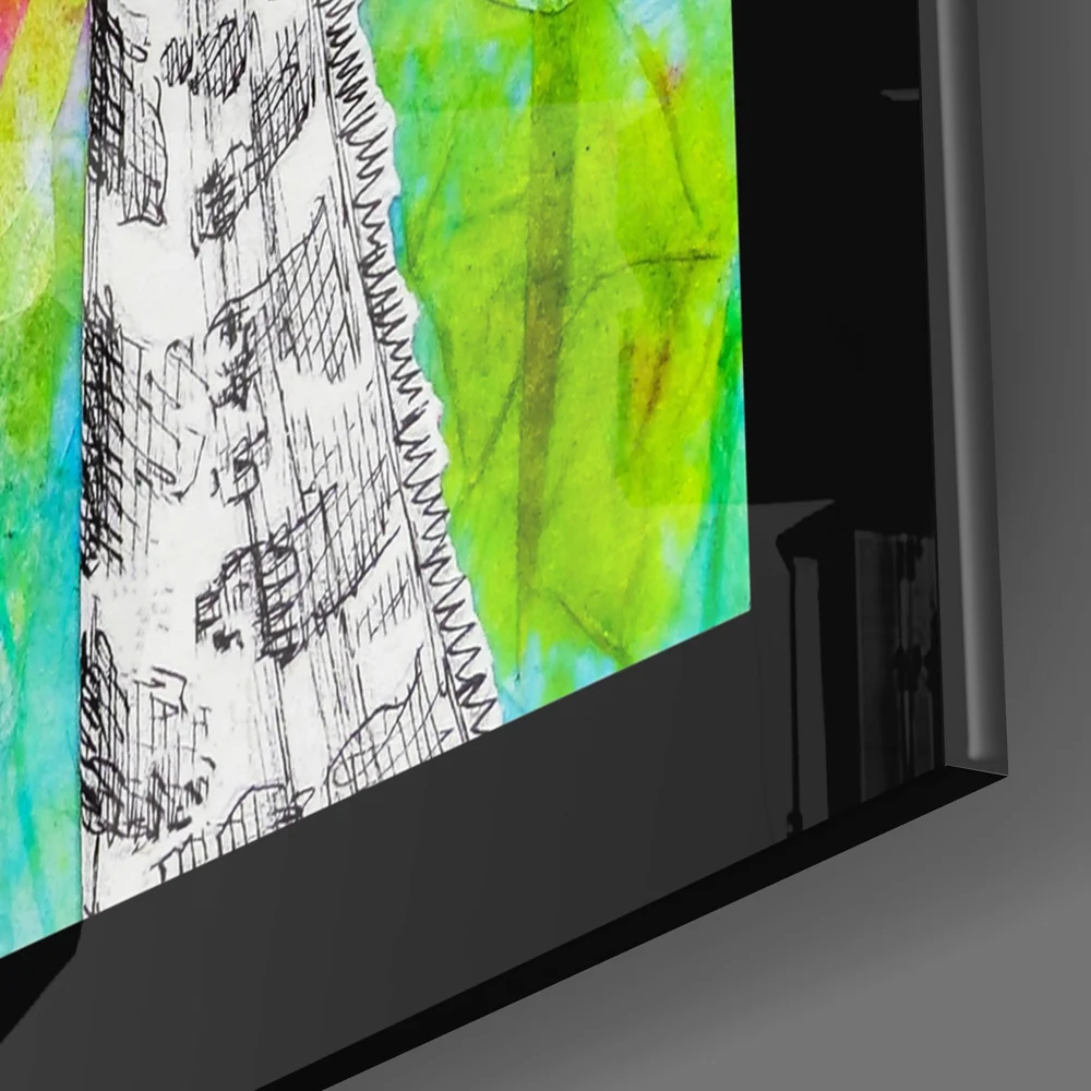 Ink Giraffe Neon Splash Glass Wall Art - Image 3