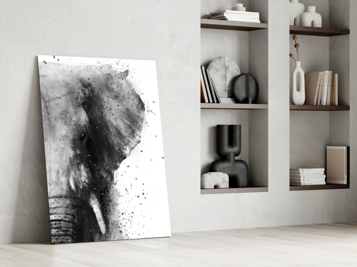 Ink Splatter Elephant Head Glass Wall Art - Image 6