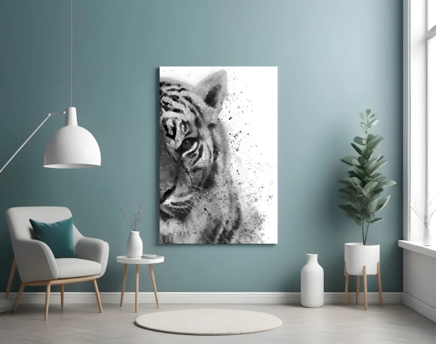 Ink Splatter Tiger Head Glass Wall Art - Image 4