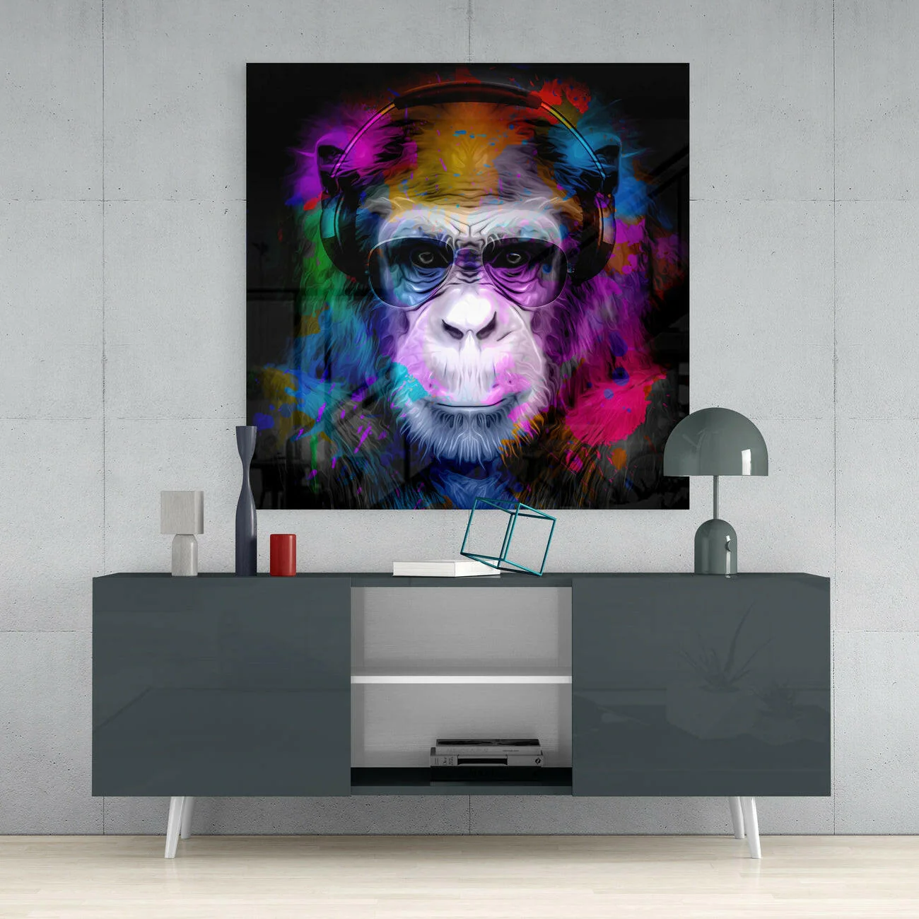 Intellectual Monkey Glass Wall Art - Image 4