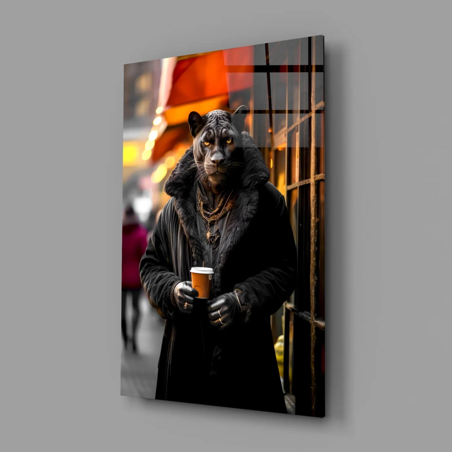 Java the Leopard Glass Wall Art || Designer's Collection - Image 3