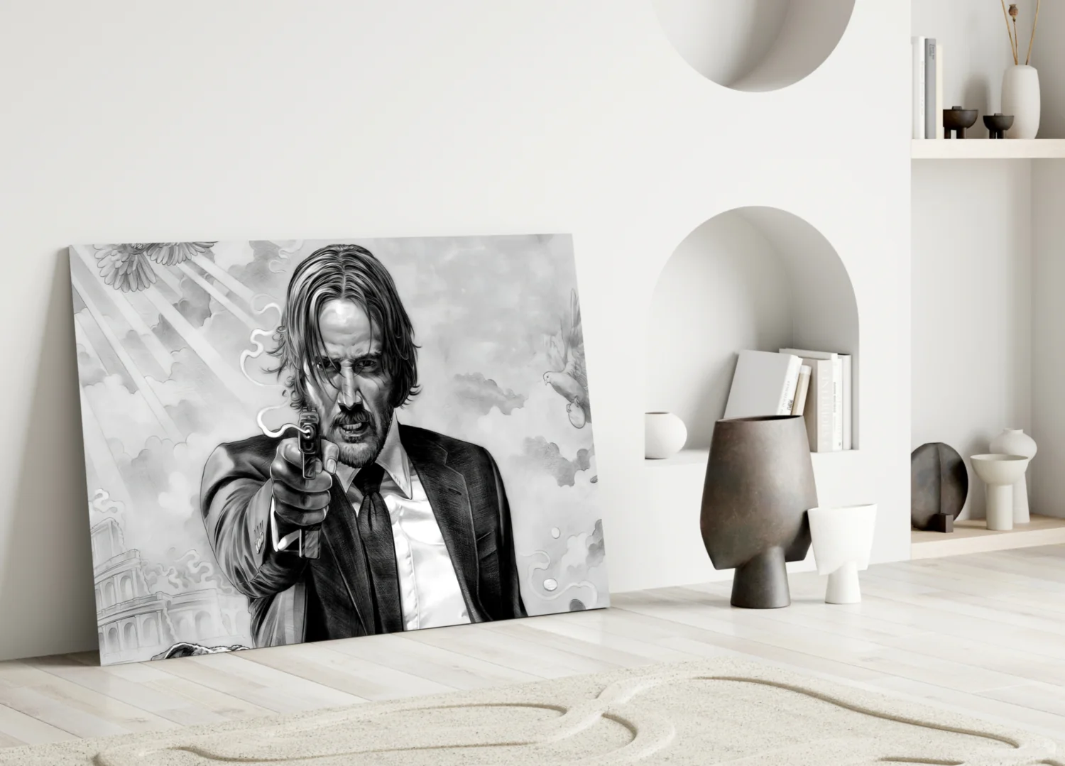 Gunslinger in a Black Suit Glass Wall Art - Image 3