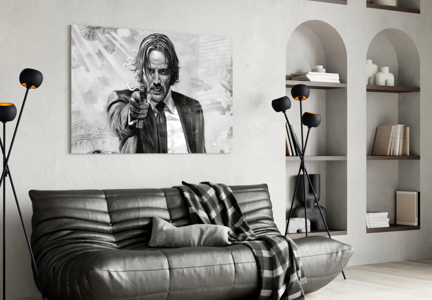 Gunslinger in a Black Suit Glass Wall Art - Image 4