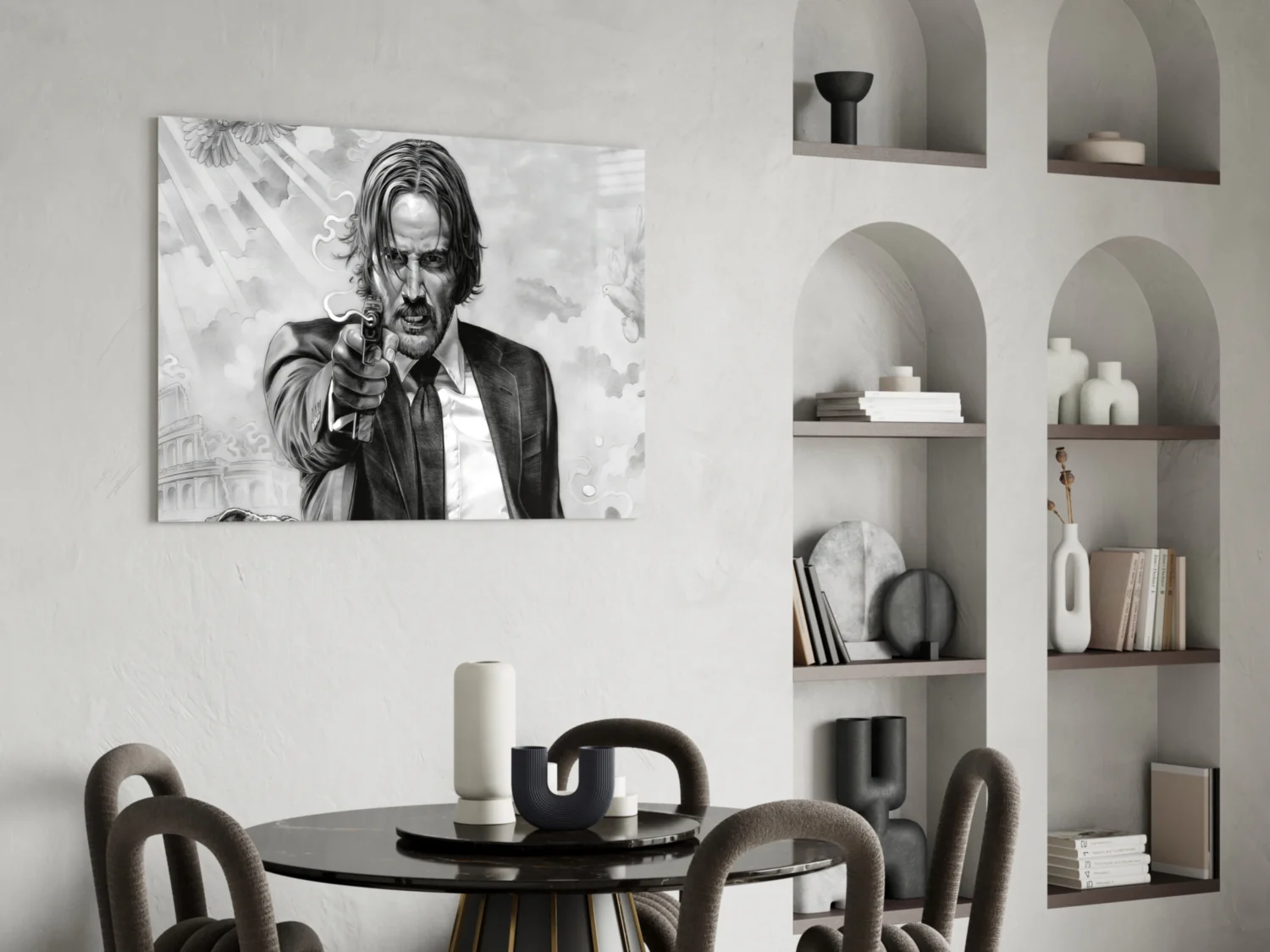 Gunslinger in a Black Suit Glass Wall Art - Image 5