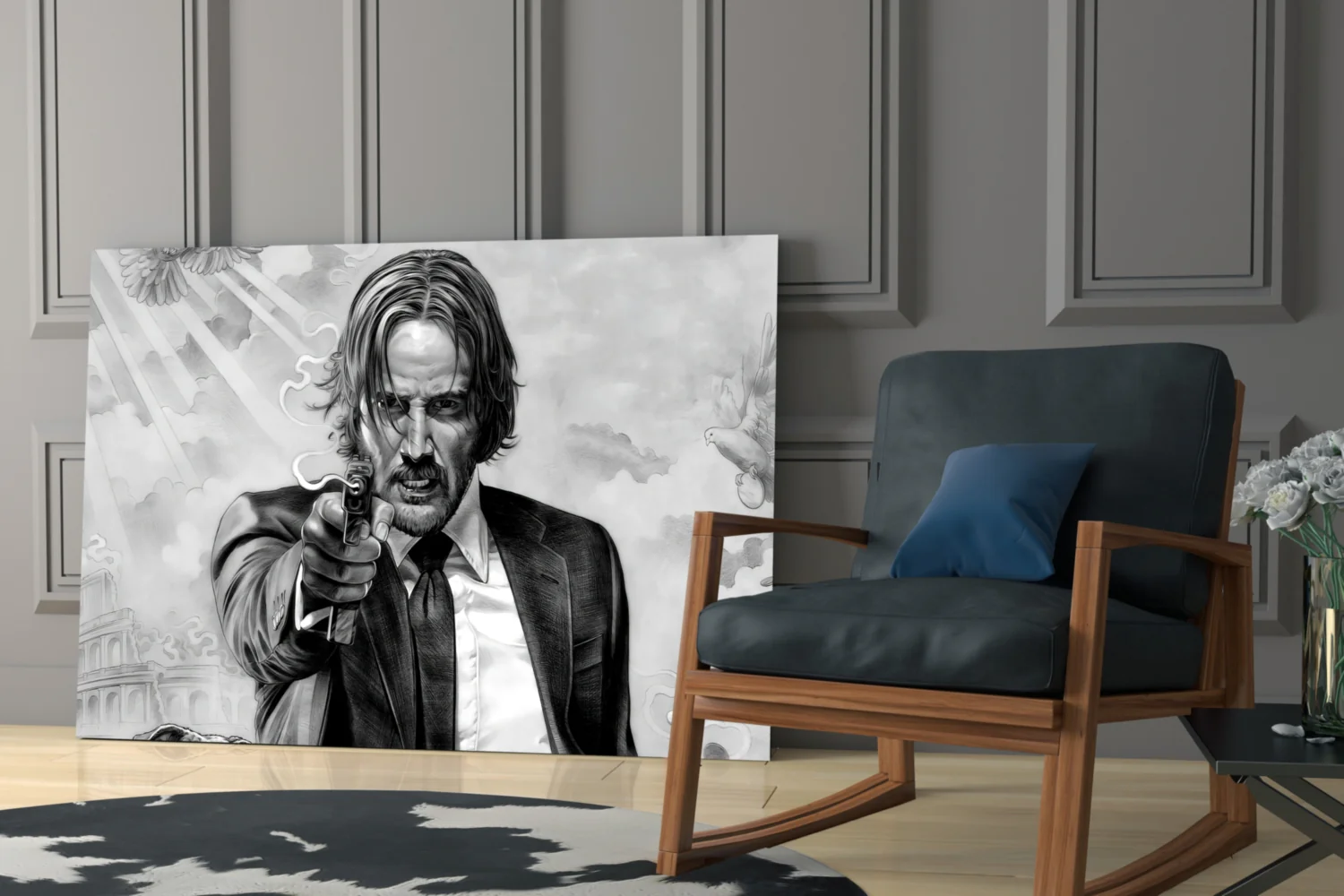 Gunslinger in a Black Suit Glass Wall Art - Image 6