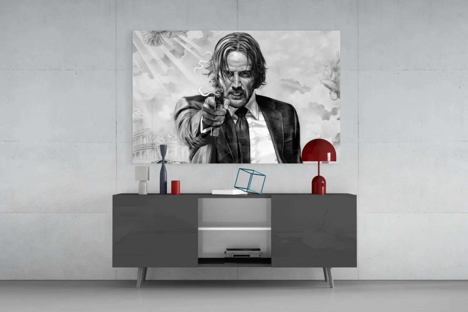 Gunslinger in a Black Suit Glass Wall Art - Image 8