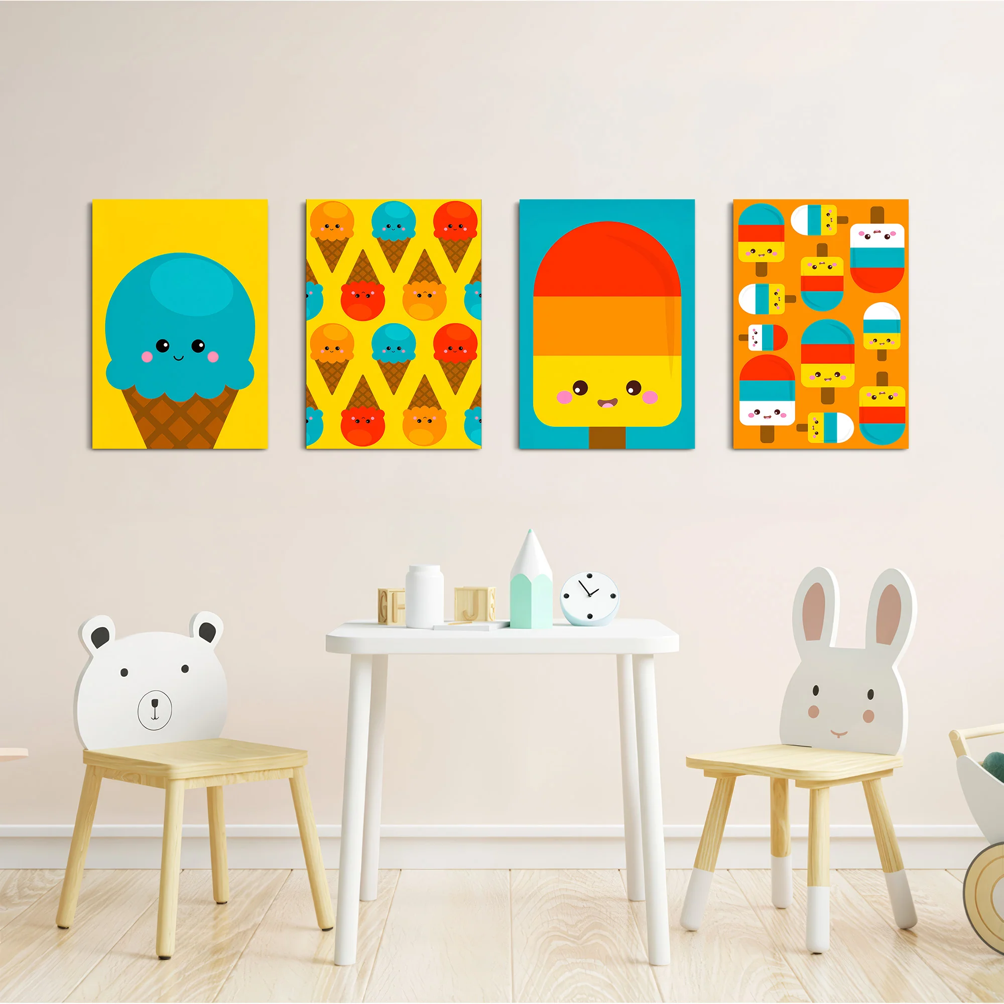 Kawaii Ice Cream Treats 4 Pieces Kids Metal Wall Art - Image 5