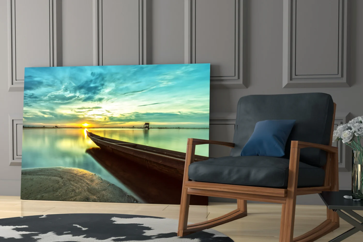 Kayak on the Beach and Sunset Glass Wall Art - Image 6