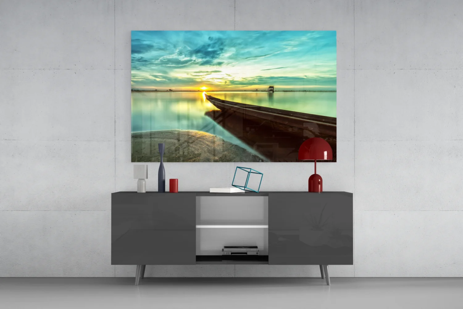 Kayak on the Beach and Sunset Glass Wall Art - Image 8