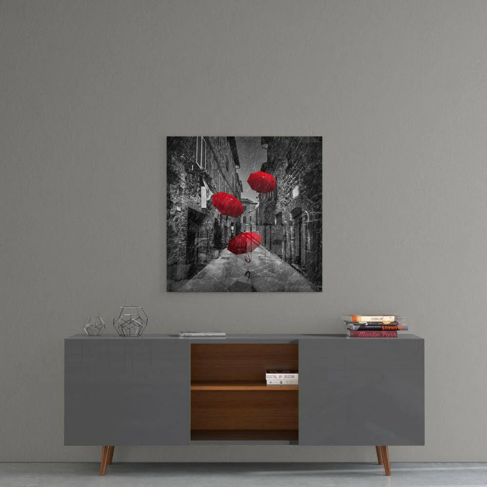 Red Umbrella Glass Wall Art - Image 5