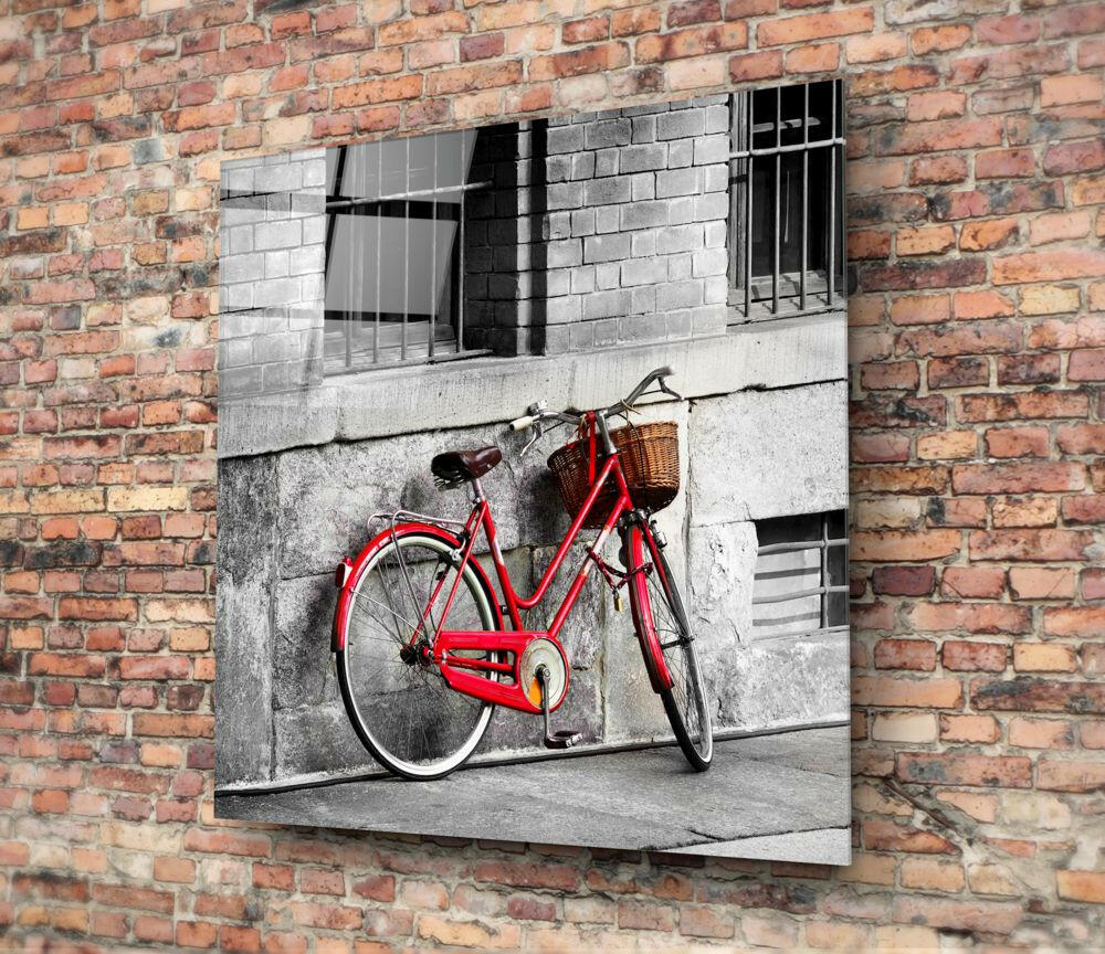 Red Bicycle Glass Wall Art - Image 3