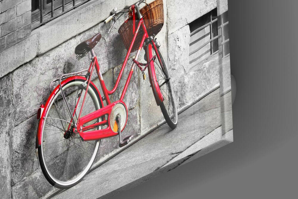 Red Bicycle Glass Wall Art - Image 4