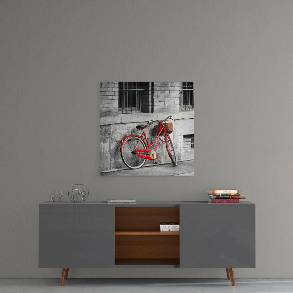 Red Bicycle Glass Wall Art - Image 5