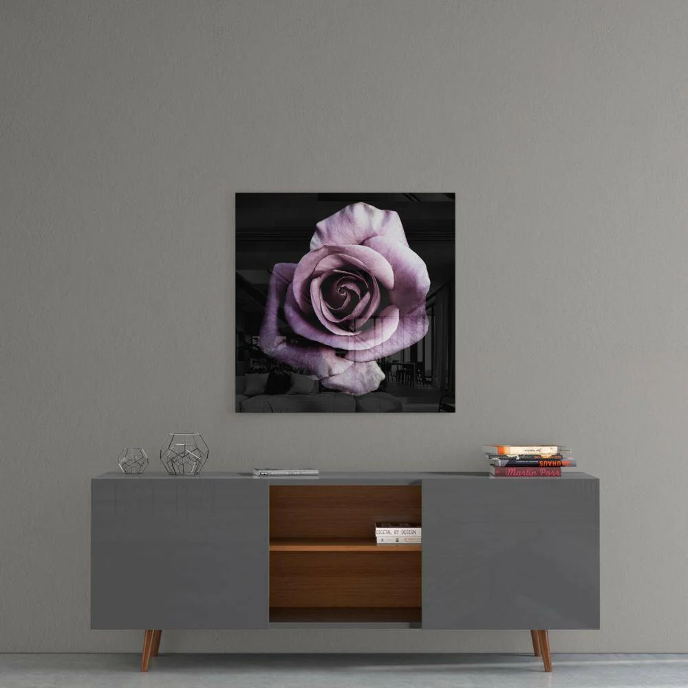 Purple Rose Glass Wall Art - Image 5