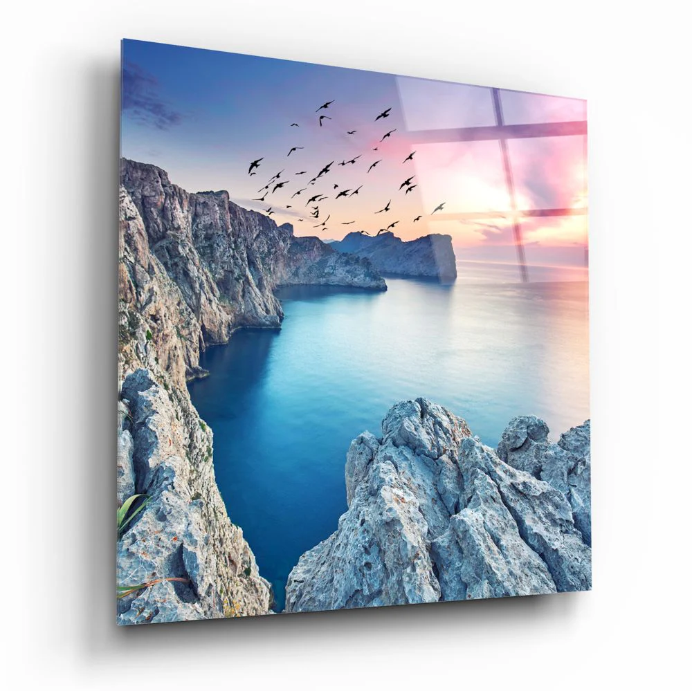 Red Sunset Glass Wall Art - Image 2