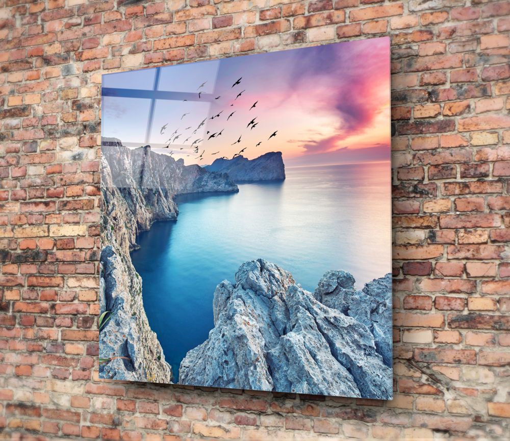 Red Sunset Glass Wall Art - Image 4