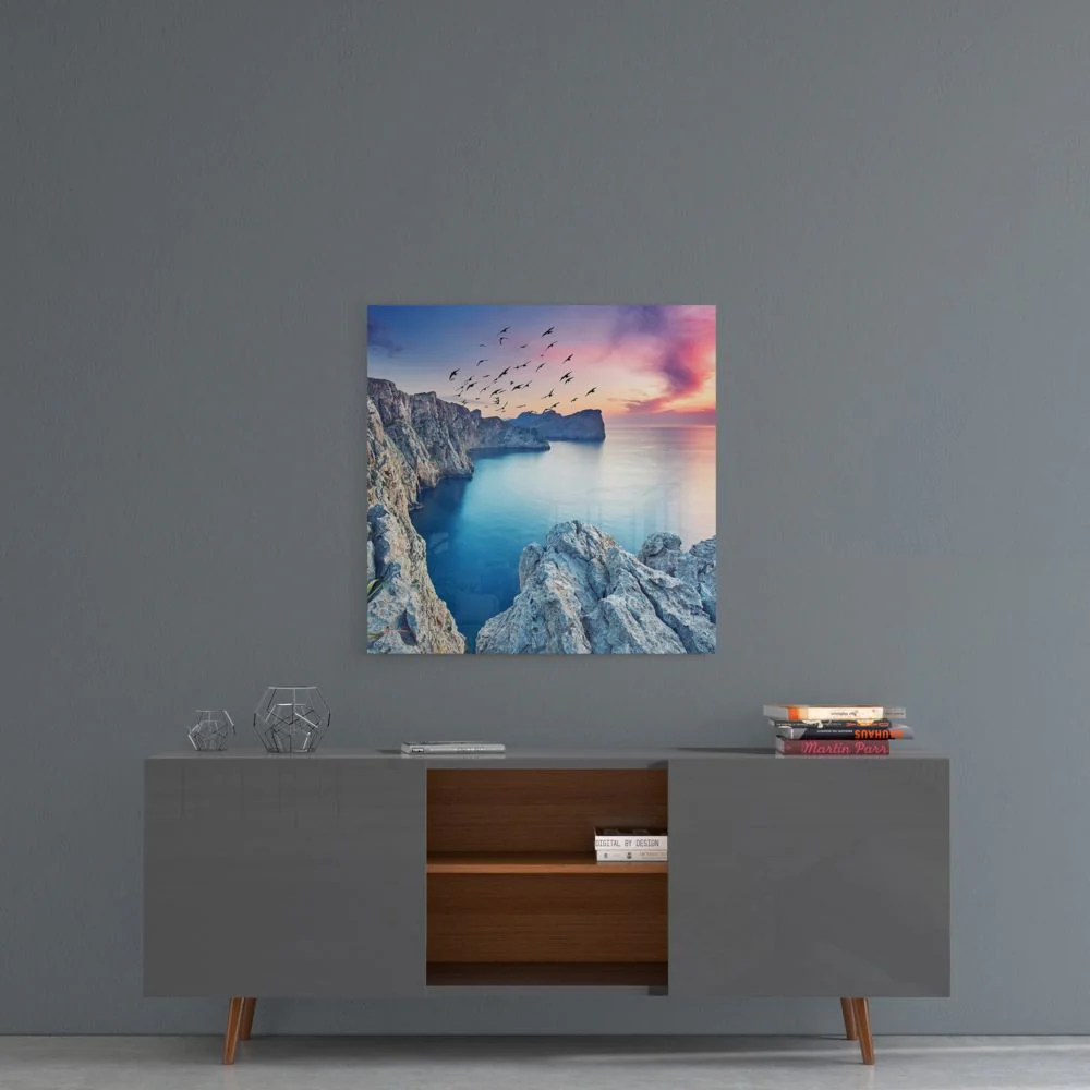 Red Sunset Glass Wall Art - Image 5