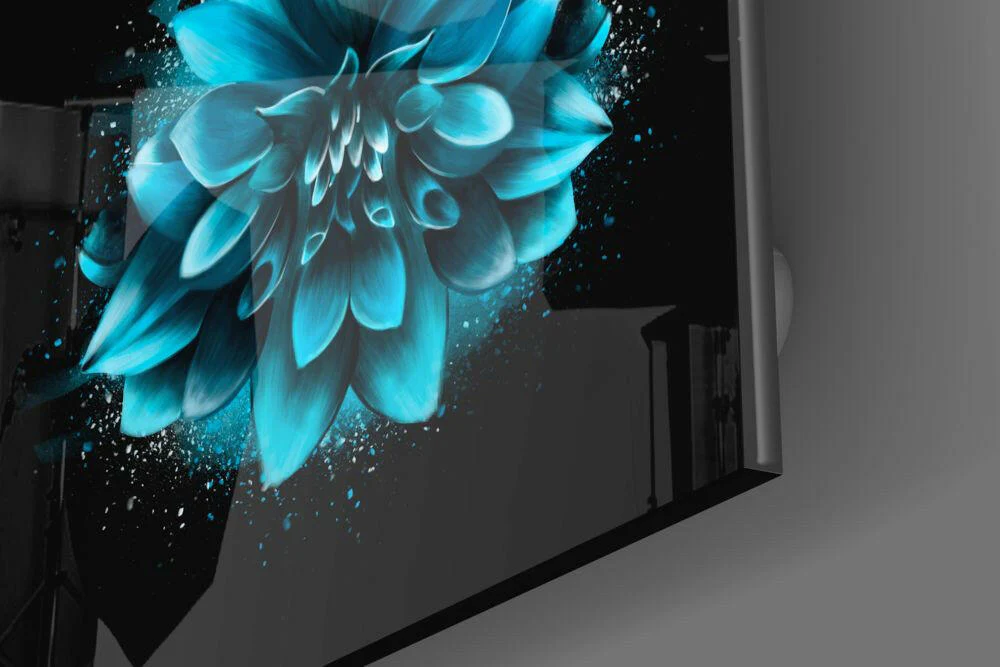 Blue Flower Glass Wall Art - Image 3