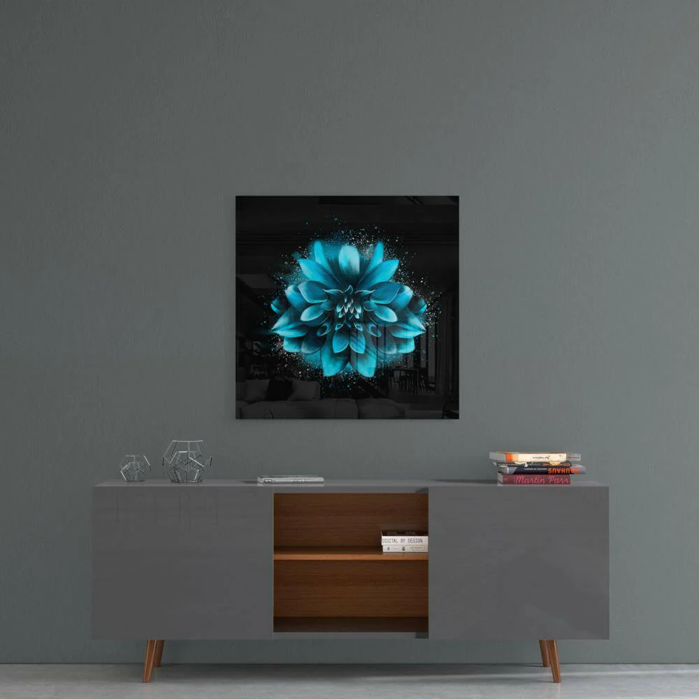 Blue Flower Glass Wall Art - Image 4