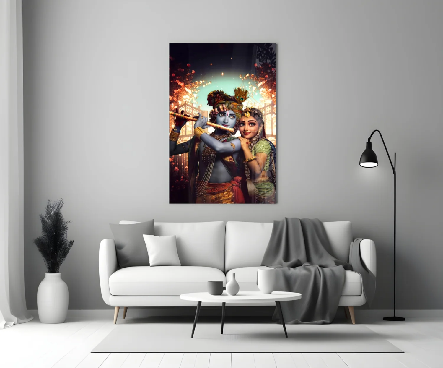 Krishna and Radha Glass Wall Art - Image 3
