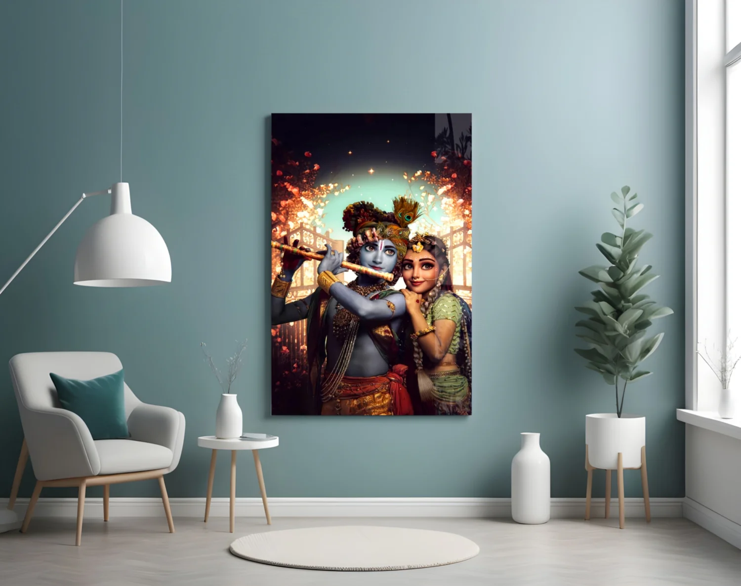 Krishna and Radha Glass Wall Art - Image 4
