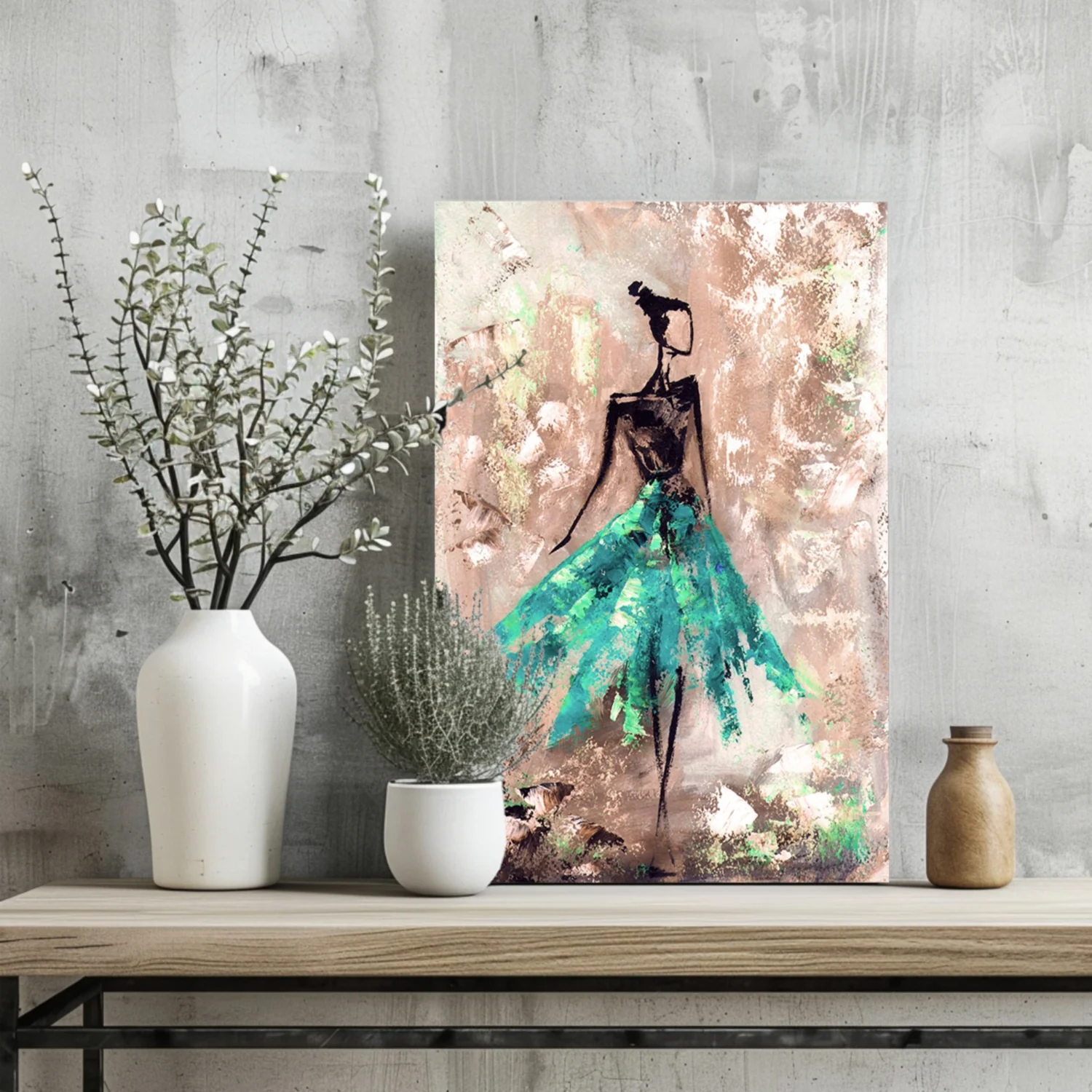 Lady in Green Dress Aluminum Print - Image 2