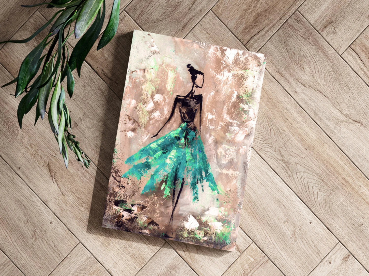 Lady in Green Dress Aluminum Print - Image 3