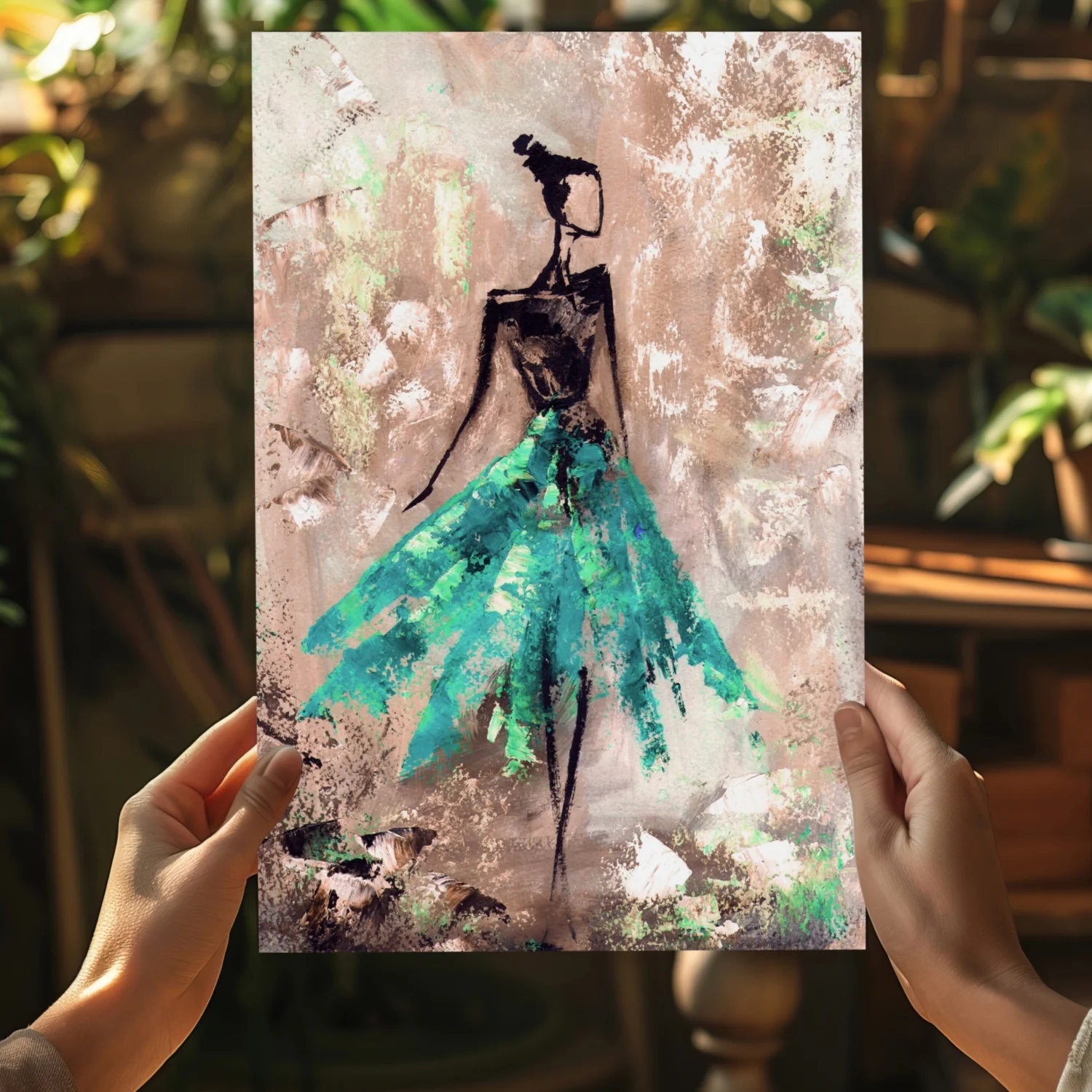 Lady in Green Dress Aluminum Print - Image 5