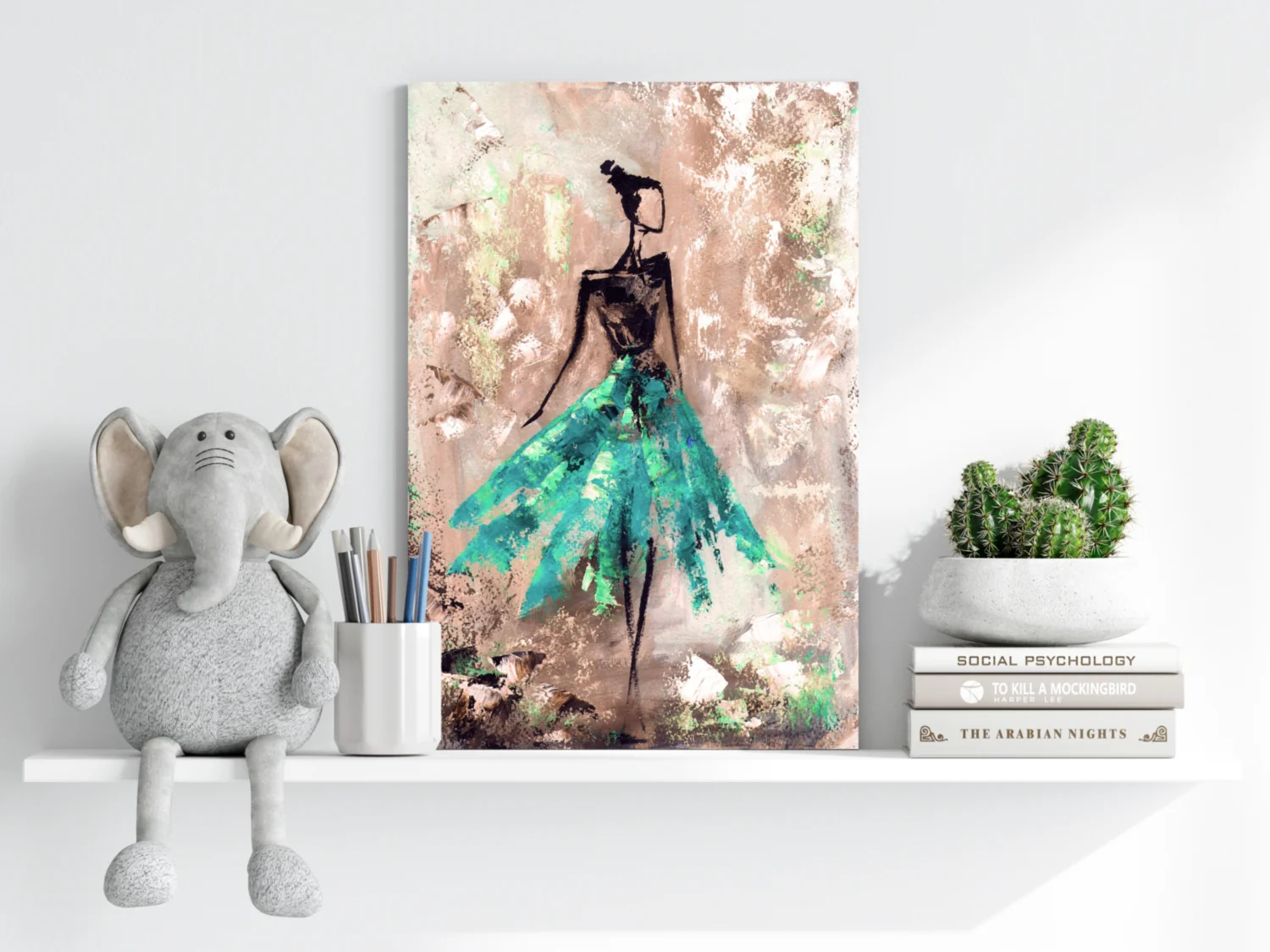 Lady in Green Dress Aluminum Print - Image 6