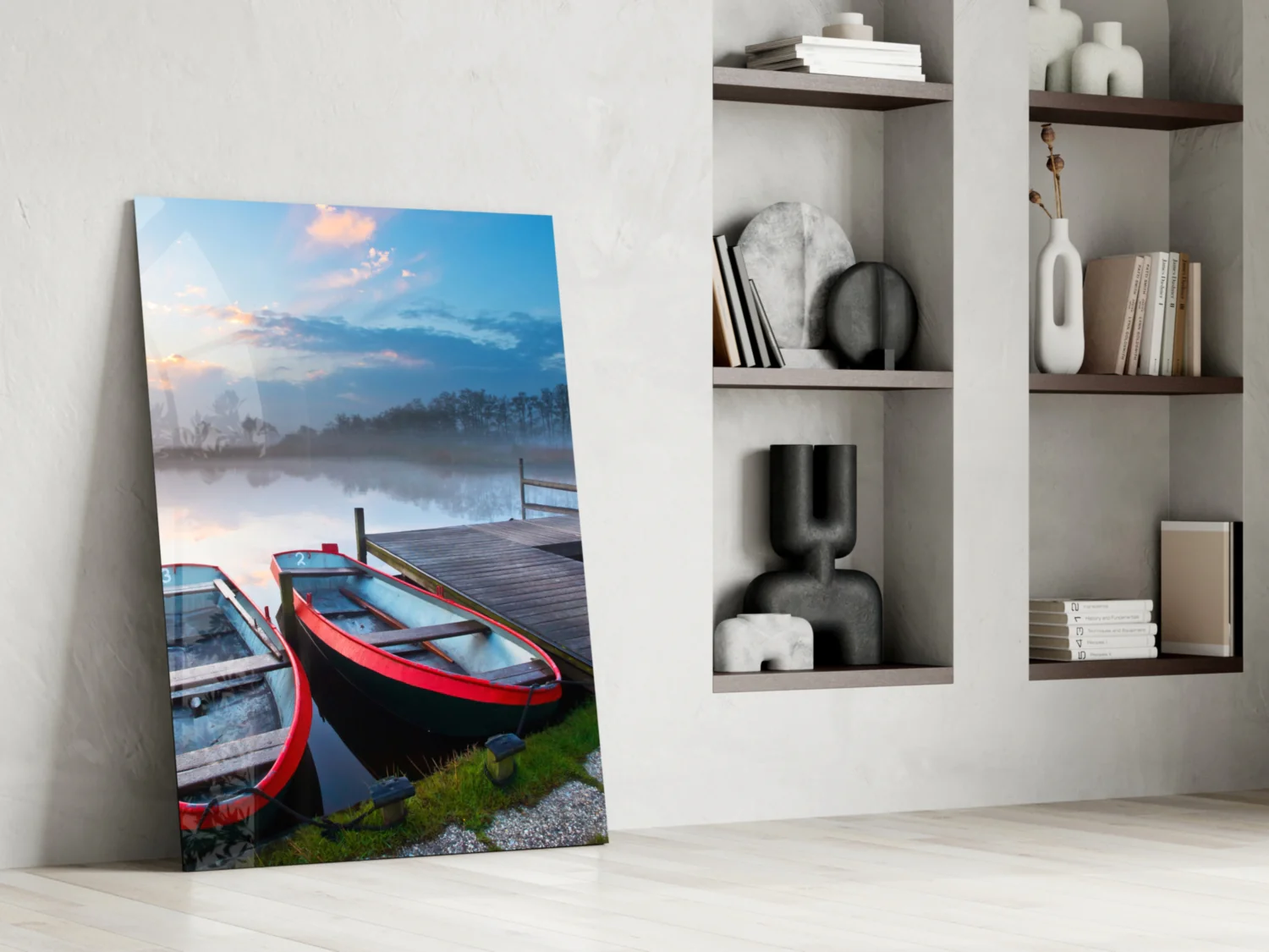 Lake and Boats Landscape Glass Wall Art - Image 6