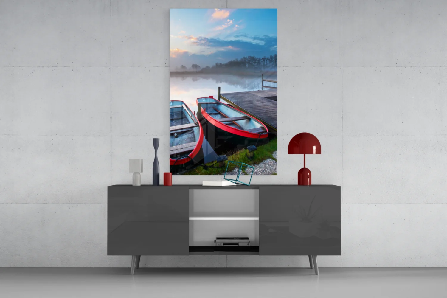 Lake and Boats Landscape Glass Wall Art - Image 8