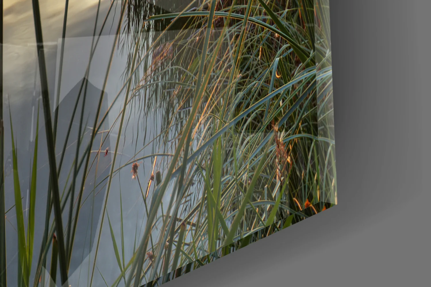 Lakeside Pier Boat Sunset Glass Wall Art - Image 7