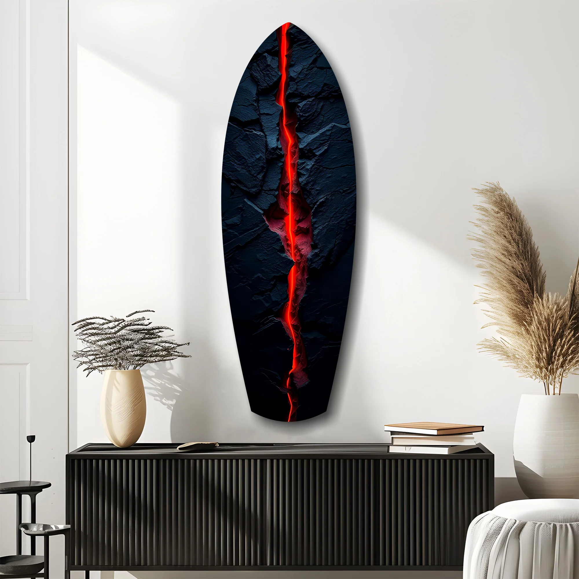 Lava Crack Black Stone Glow Glass Wall Art - Image 10