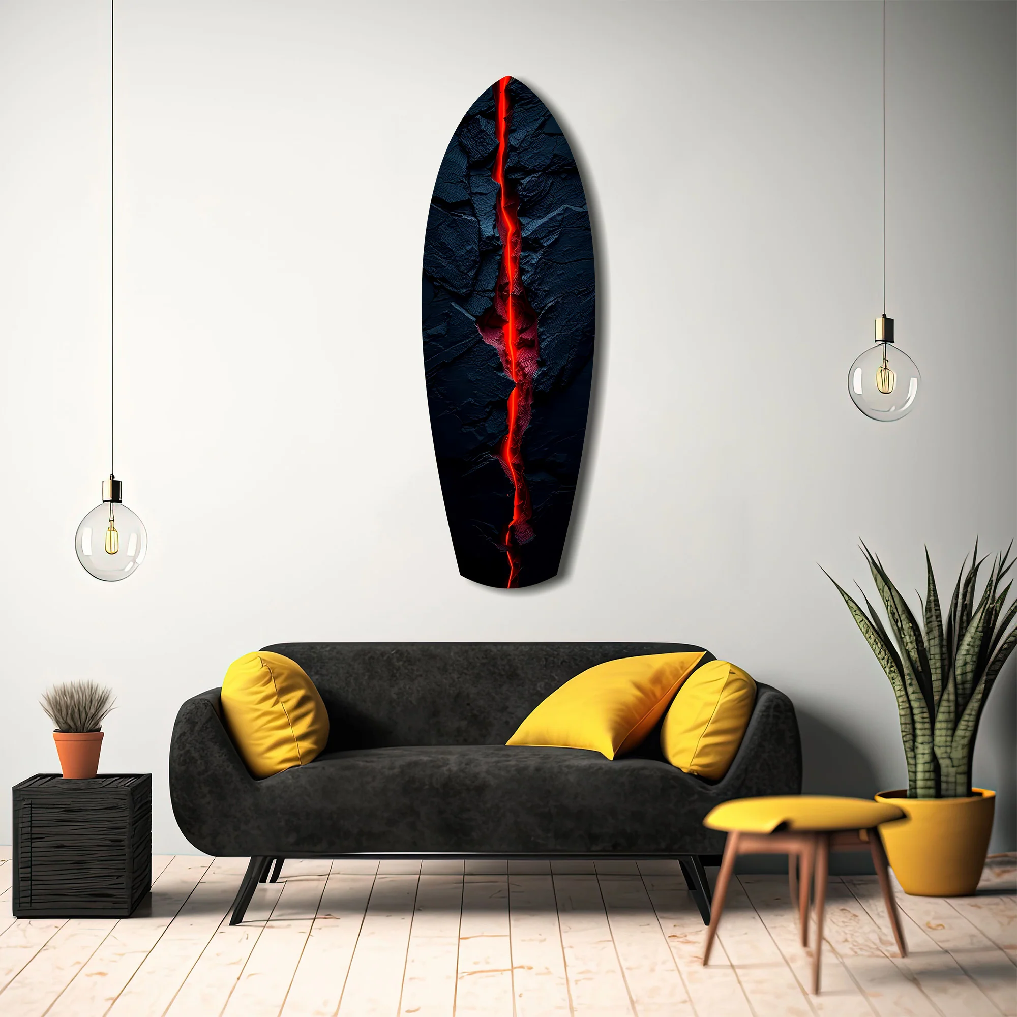 Lava Crack Black Stone Glow Glass Wall Art - Image 12