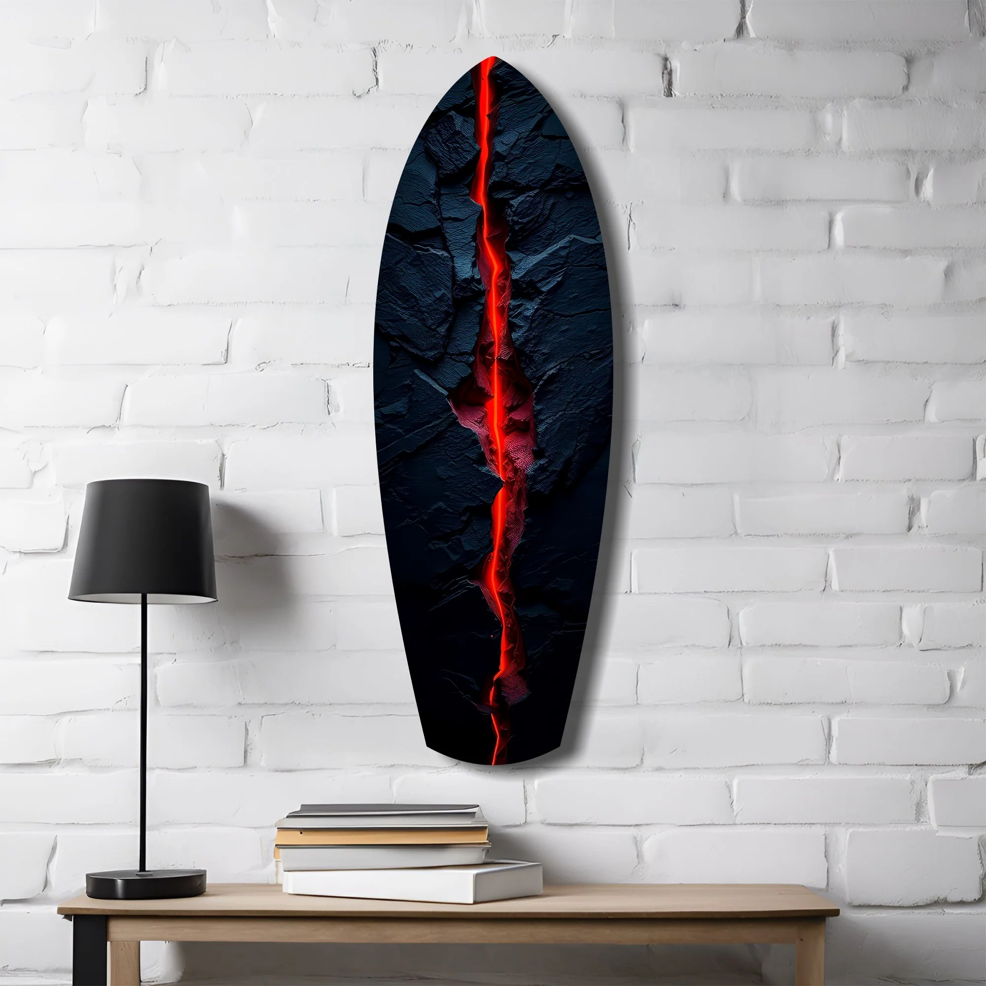 Lava Crack Black Stone Glow Glass Wall Art - Image 4