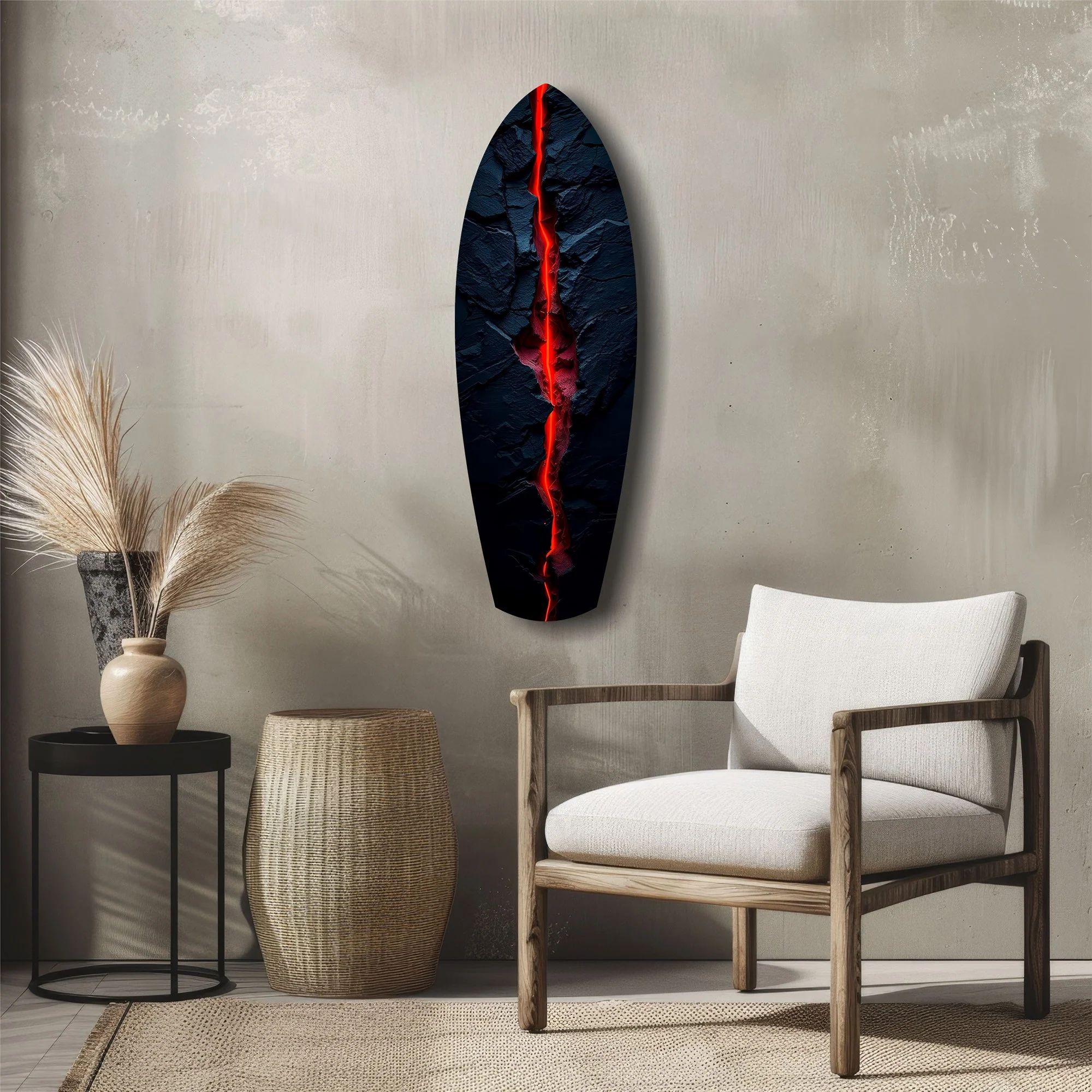 Lava Crack Black Stone Glow Glass Wall Art - Image 5