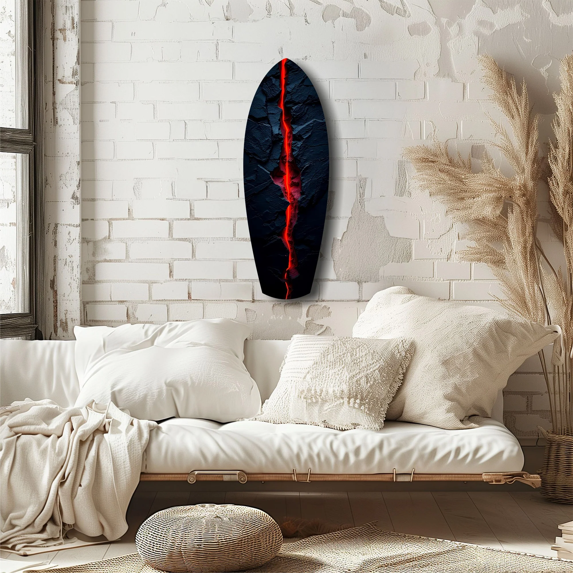 Lava Crack Black Stone Glow Glass Wall Art - Image 6