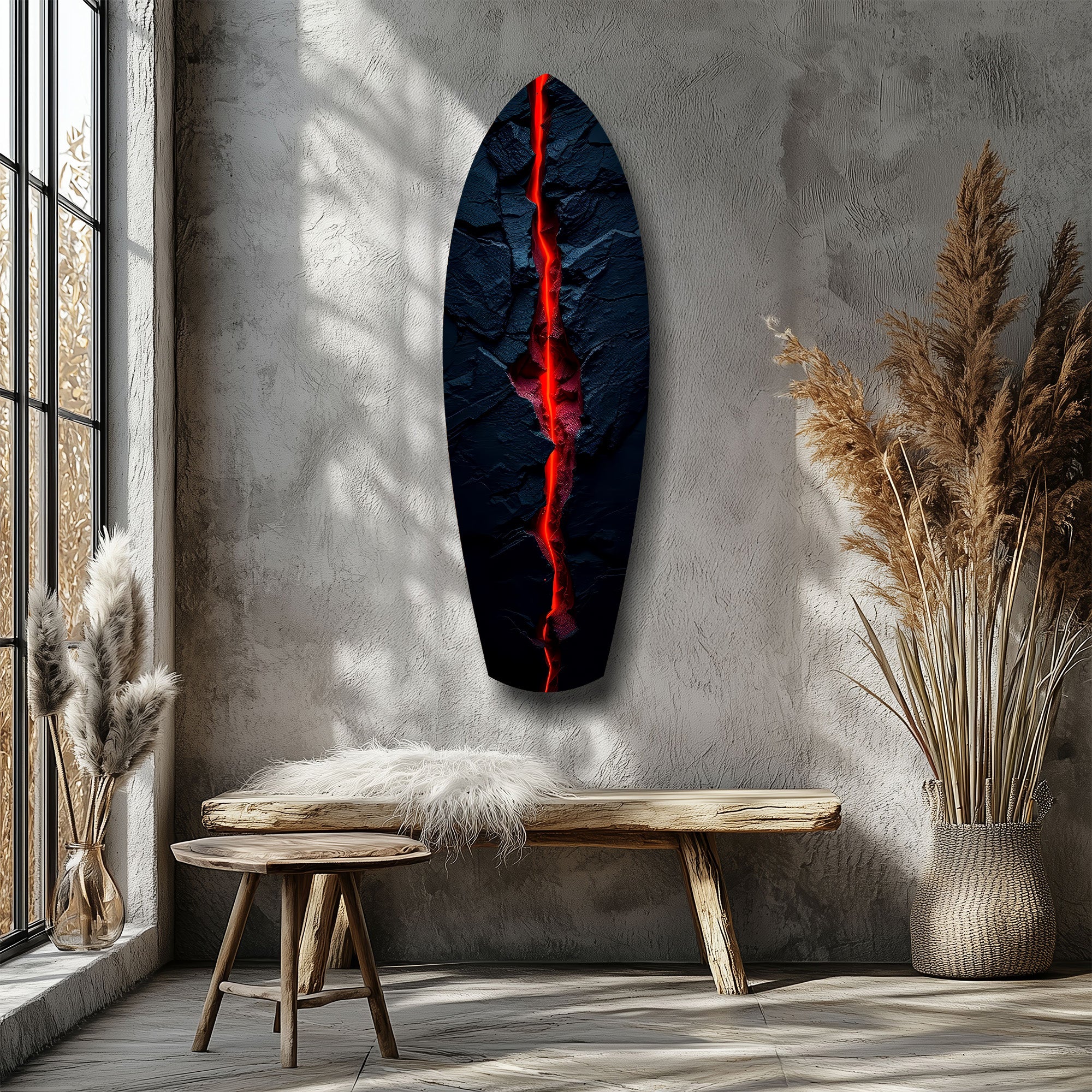 Lava Crack Black Stone Glow Glass Wall Art - Image 8