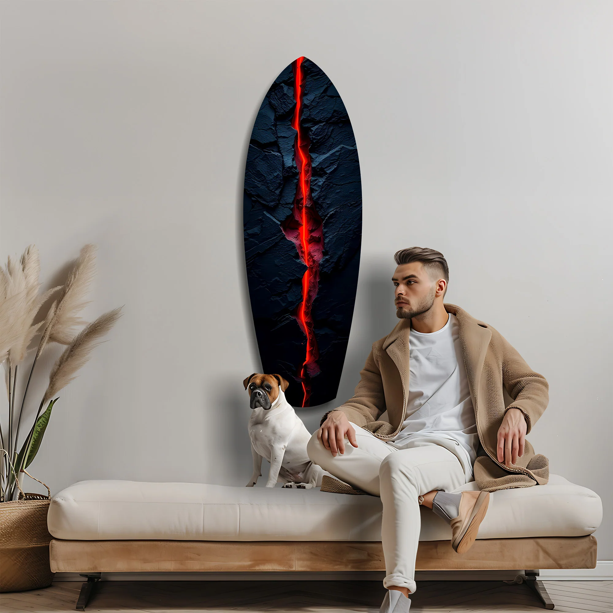 Lava Crack Black Stone Glow Glass Wall Art - Image 9