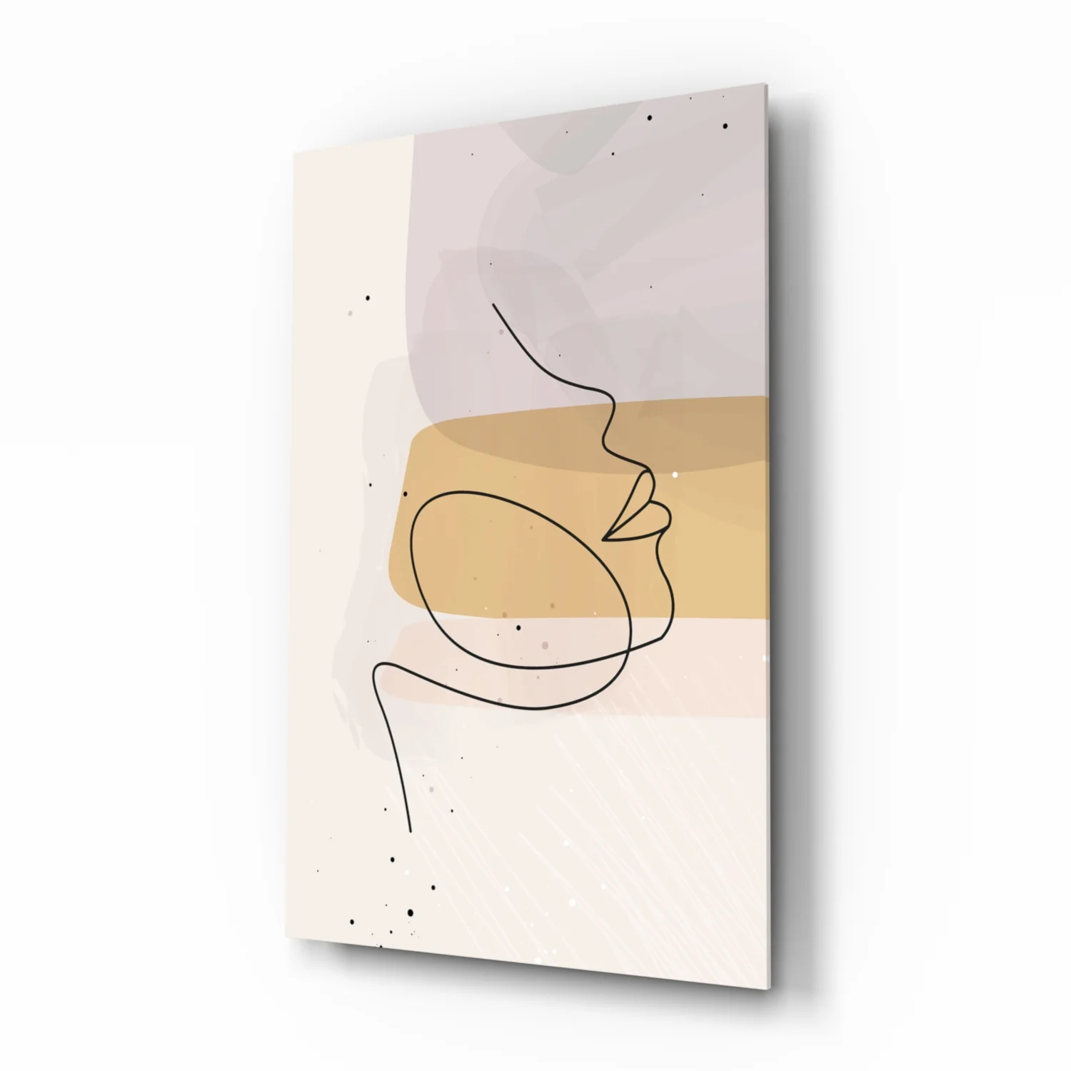 Lavender Gold Line Art Face Glass Wall Art - Image 2