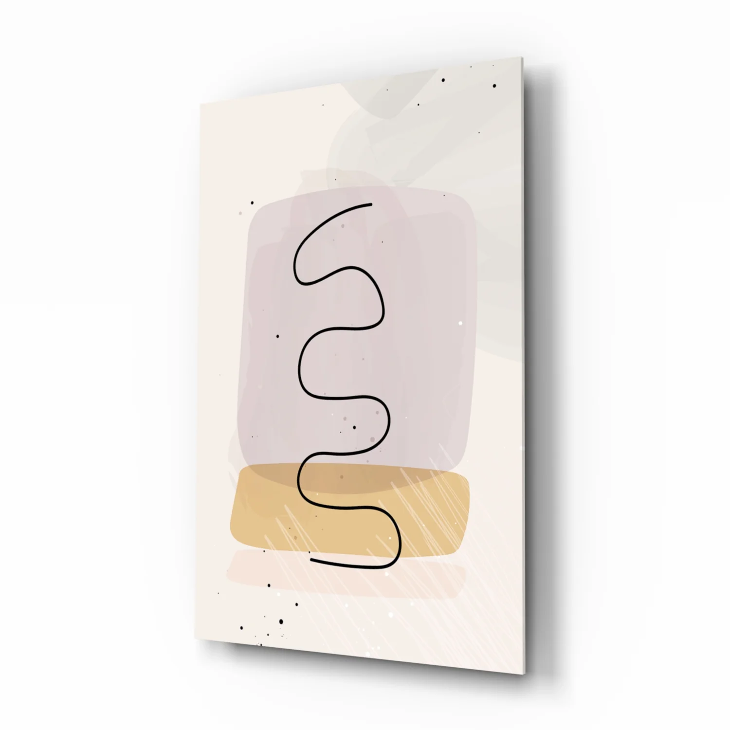 Lavender Mustard Squiggle Line Glass Wall Art - Image 2