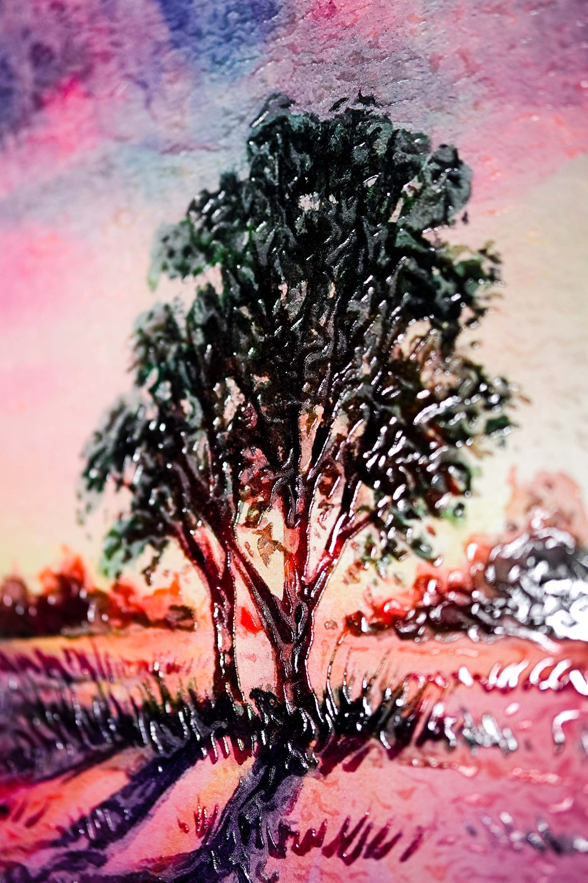 Lavender Sunset Tree — 3D Haptic Embossed High-Gloss Luxury Wall Art - Image 6