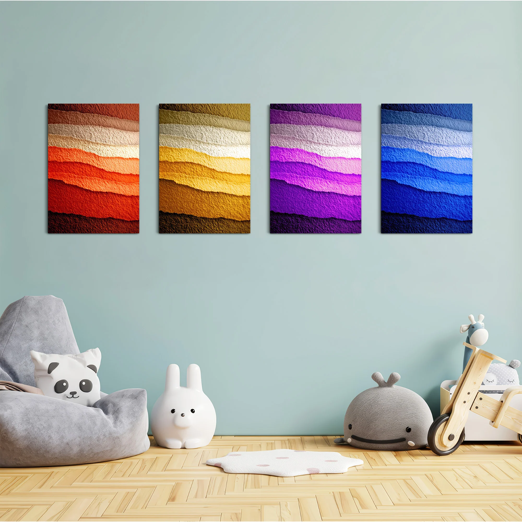 Layered Color Waves 4 Pieces Kids Metal Wall Art - Image 4