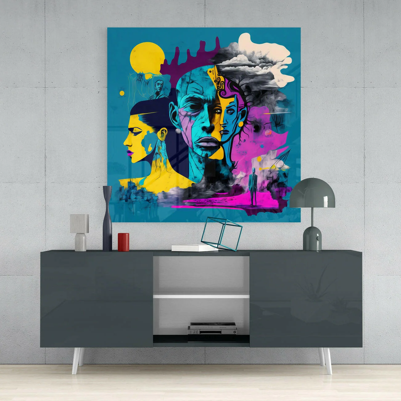 Layered Cubist Faces Sun Glass Wall Art - Image 4